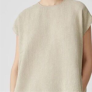 Eileen Fisher Cream Textured Cap Sleeve Blouse